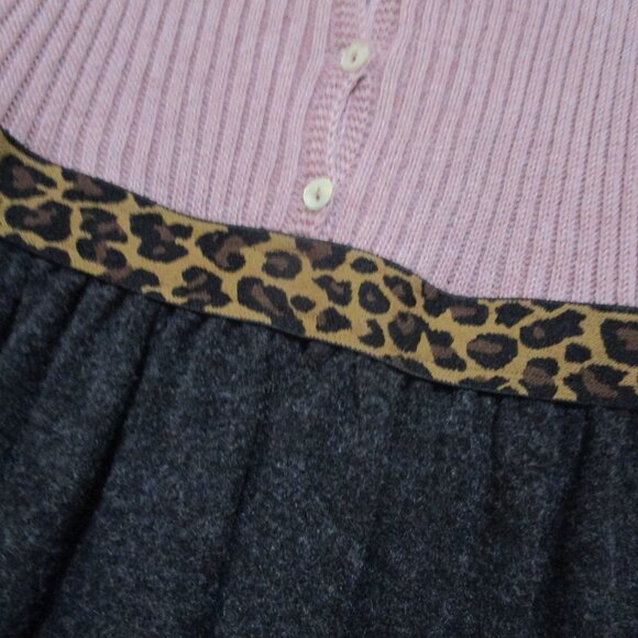NWT Designer Violeta e Federico girls knit dress sz 10 pink grey leopard Spain - Picture 3 of 15